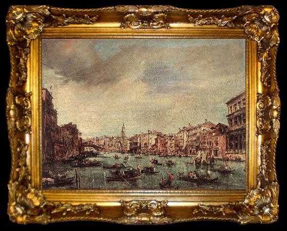 framed  GUARDI, Francesco The Grand Canal, Looking toward the Rialto Bridge sg, ta009-2