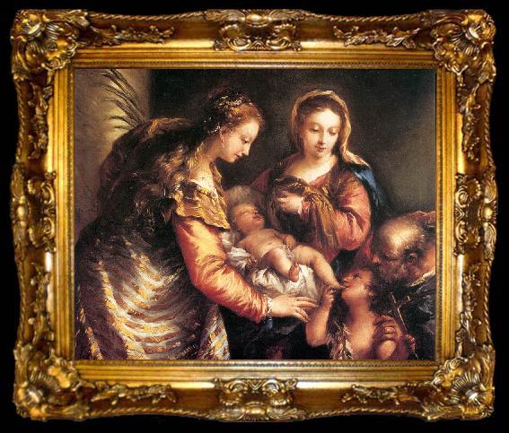 framed  GUARDI, Gianantonio Holy Family with St John the Baptist and St Catherine gu, ta009-2