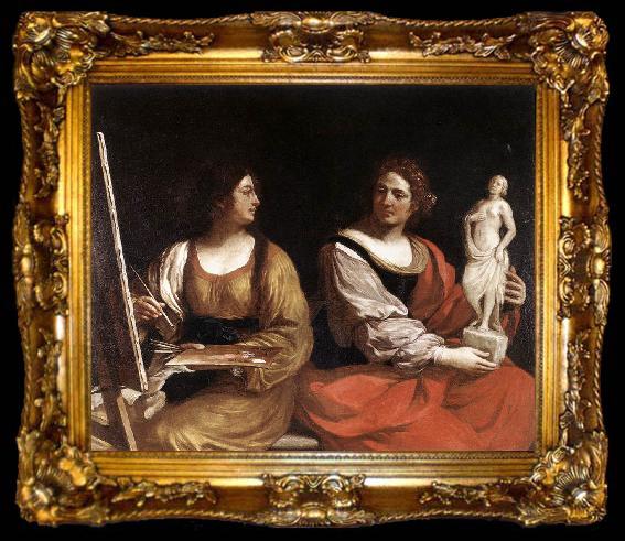 framed  GUERCINO Allegory of Painting and Sculpture sdg, ta009-2