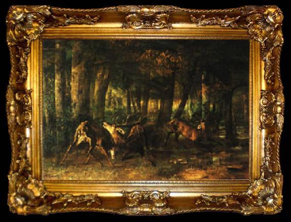 framed  Gustave Courbet Spring Rutting;Battle of Stags, ta009-2