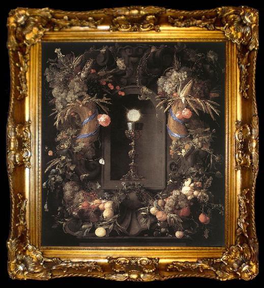framed  HEEM, Jan Davidsz. de Eucharist in Fruit Wreath sg, ta009-2
