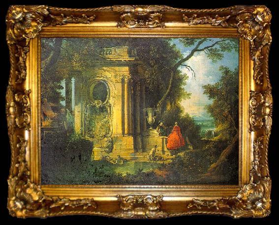 framed  Jacques de la Joue Park Scene, ta009-2