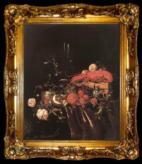 framed  Jan Davidsz. de Heem Still-Life with Fruit Flowers, Glasses, ta009-2