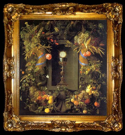 framed  Jan Davidz de Heem Eucharist in a Fruit Wreath, ta009-2
