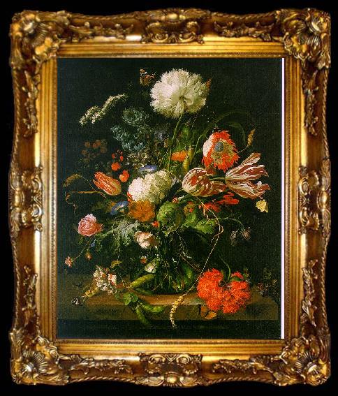 framed  Jan Davidz de Heem Vase of Flowers 001, ta009-2