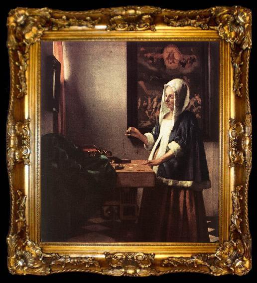 framed  Jan Vermeer Woman Holding a Balance, ta009-2