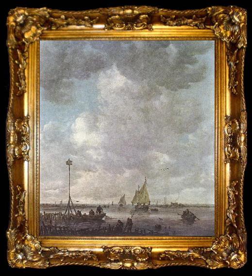 framed  Jan van Goyen Marine Landscape with fishermen, ta009-2