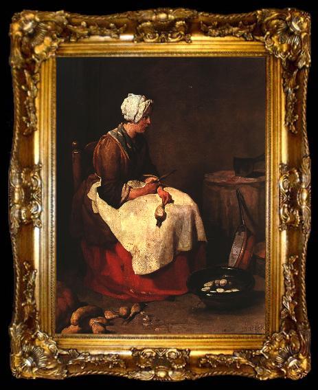 framed  Jean Baptiste Simeon Chardin Girl Peeling Vegetables, ta009-2