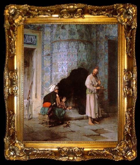 framed  Jean Leon Gerome A Chat by the Fireside, ta009-2