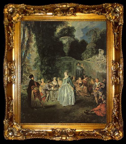 framed  Jean-Antoine Watteau Fetes Venitiennes, ta009-2