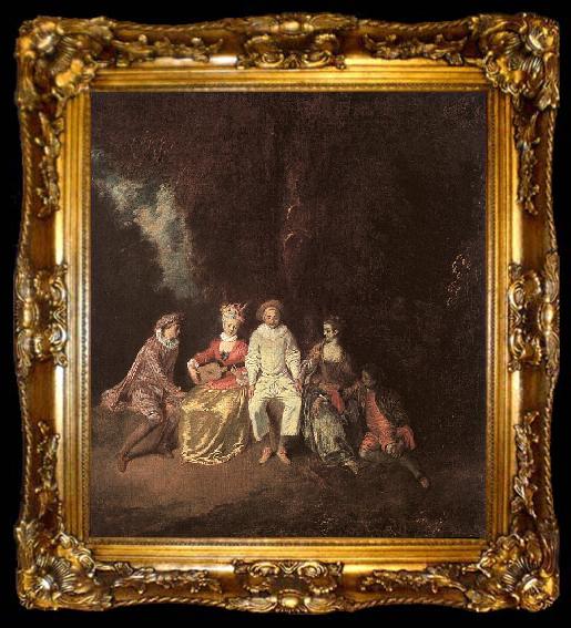 framed  Jean-Antoine Watteau Pierrot Content, ta009-2
