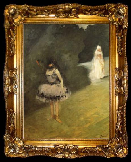 framed  Jean-Louis Forain Dancer Standing behind a Stage Prop, ta009-2