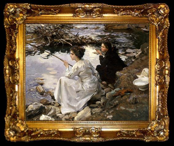 framed  John Singer Sargent Two Girls Fishing, ta009-2