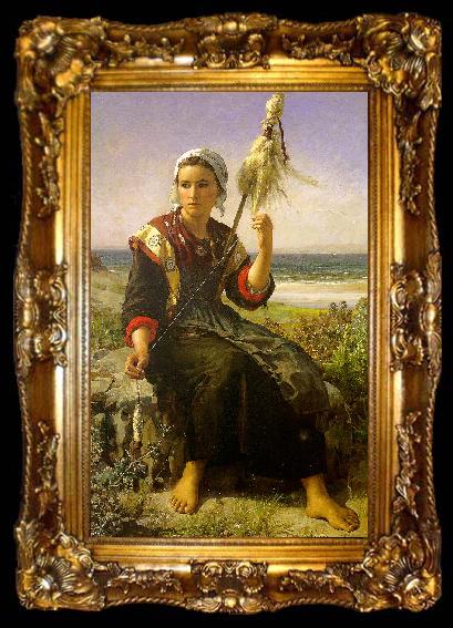 framed  Jules Breton Brittany Girl, ta009-2