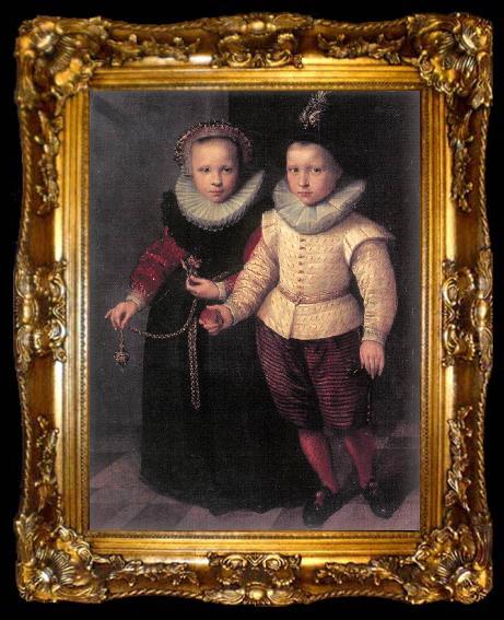 framed  KETEL, Cornelis Double Portrait of a Brother and Sister sg, ta009-2
