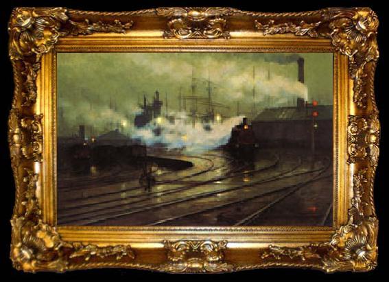 framed  Lionel Walden The Docks at Cardiff, ta009-2