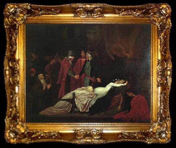 framed  Lord Frederic Leighton The Reconciliation of the Montagues and Capulets over the Dead Bodies of Romeo and Juliet, ta009-2