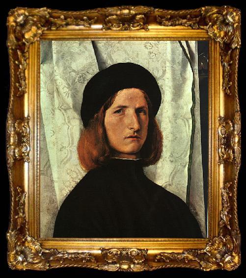 framed  Lorenzo Lotto Portrait of a Young Man   cc, ta009-2