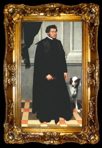 framed  MORONI, Giovanni Battista Portrait of Antonio Navagero sg, ta009-2