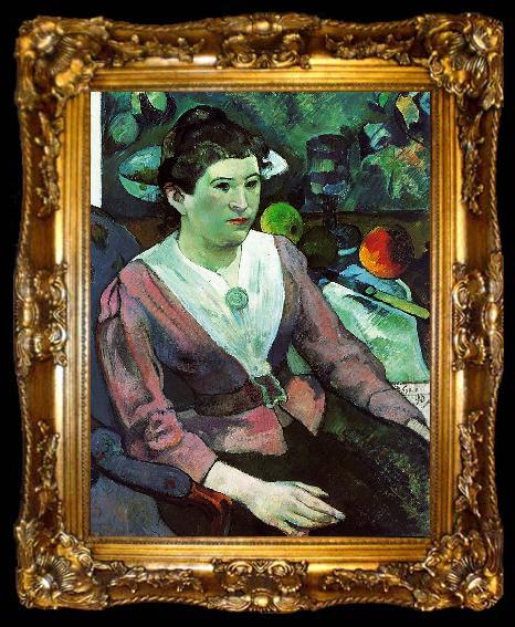 framed  Paul Gauguin Portrait of a Woman with a Still Life by Cezanne, ta009-2