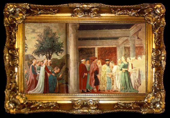 framed  Piero della Francesca Adoration of the Holy Wood and the Meeting of Solomon and Queen of Sheba, ta009-2