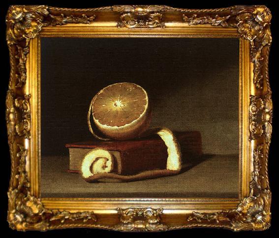 framed  Raphaelle Peale Still Life with Orange and Book, ta009-2