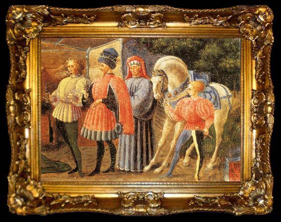 framed  UCCELLO, Paolo Adoration of the Magi (Quarate predella, detail) qt, ta009-2