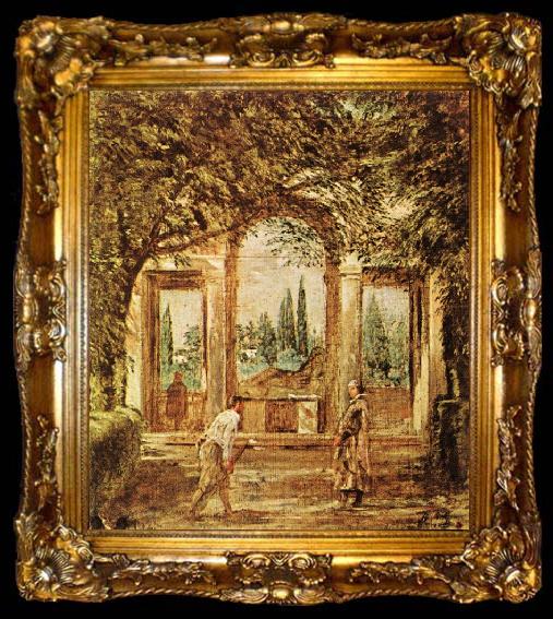 framed  VELAZQUEZ, Diego Rodriguez de Silva y The Pavillion Ariadn in the Medici Gardens in Rome er, ta009-2