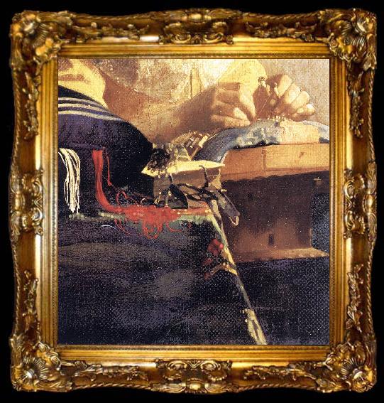 framed  VERMEER VAN DELFT, Jan The Lacemaker (detail) qwr, ta009-2