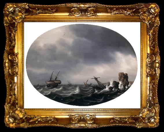 framed  VLIEGER, Simon de Stormy Sea ewt, ta009-2