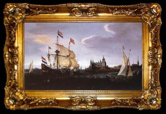 framed  VROOM, Hendrick Cornelisz. Arrival of a Dutch Three-master at Schloss Kronberg srt, ta009-2