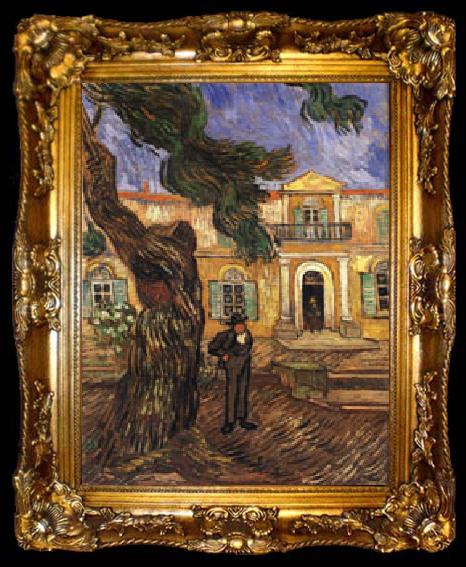 framed  Vincent Van Gogh Tree and Man(in Front of the Asylum of Saint-Paul,St.Remy), ta009-2