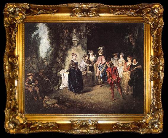 framed  WATTEAU, Antoine The French Comedy, ta009-2