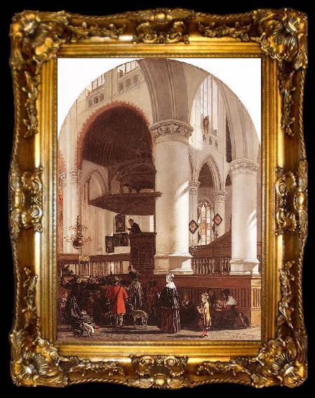 framed  WITTE, Emanuel de Interior of the Oude Kerk at Delft during a Sermon, ta009-2
