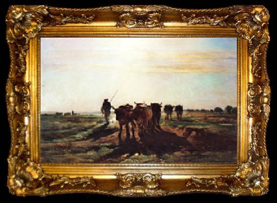 framed  constant troyon Cattle Going to Work;Impression of Morning, ta009-2