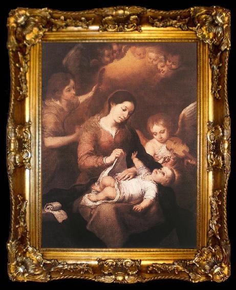 framed  MURILLO, Bartolome Esteban Mary and Child with Angels Playing Music sg, ta009-2