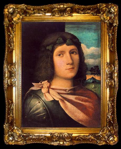 framed  Palma Vecchio Portrait of a Young Man af, ta009-2