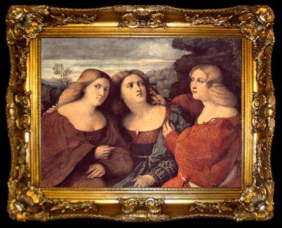 framed  Palma Vecchio The Three Sisters (detail) dh, ta009-2