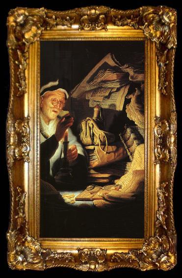 framed  REMBRANDT Harmenszoon van Rijn The Moneychanger (detail) dry, ta009-2