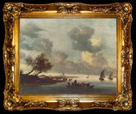 framed  RUYSDAEL, Salomon van A Ferry Boat near Arnheim sg, ta009-2