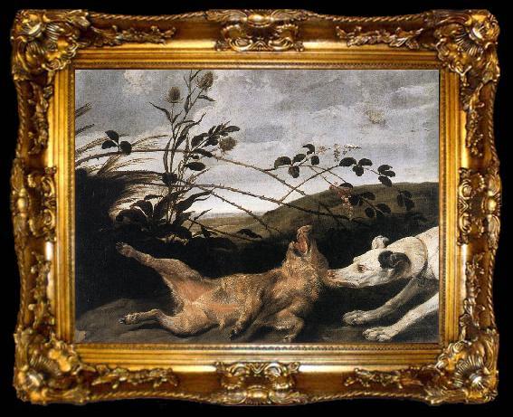 framed  SNYDERS, Frans Greyhound Catching a Young Wild Boar wr, ta009-2