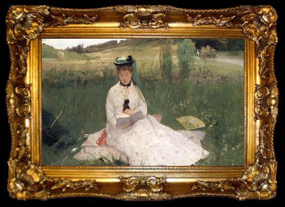 framed  Berthe Morisot L-Ombrelle verte, ta009-2