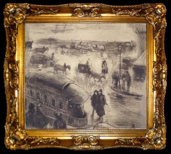 framed  Camille Pissarro Place de la Republique,Rouen, ta009-2