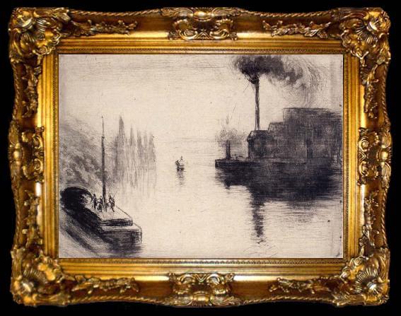 framed  Camille Pissarro L-lle Lacroix,Rouen, ta009-2