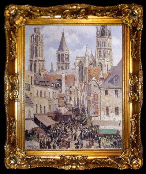 framed  Camille Pissarro Rue de I-Epicerie,Rouen, ta009-2
