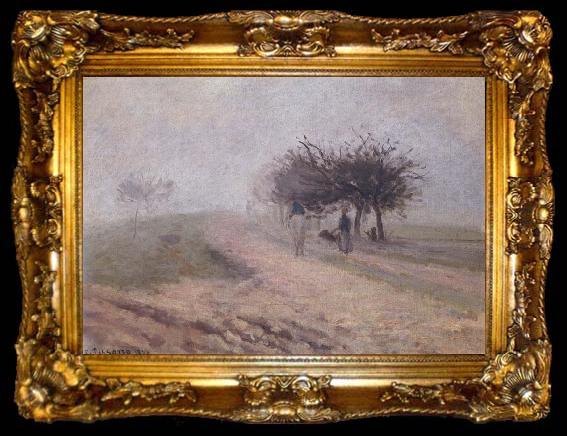 framed  Camille Pissarro Effect of fog at Creil Effet de brouillard a Creil, ta009-2