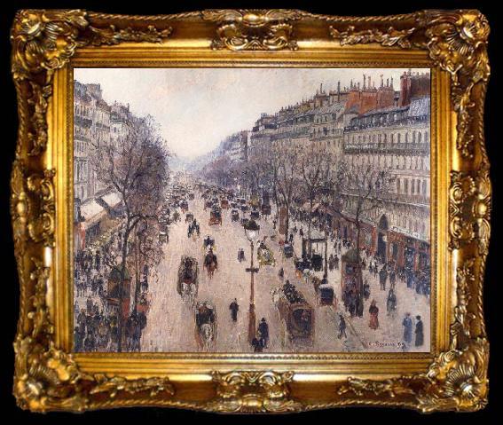 framed  Camille Pissarro Boulevard Montmartre,morning cloudy weather, ta009-2