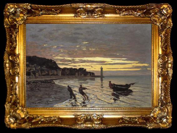 framed  Claude Monet Towing of a Boat at Honfleur, ta009-2