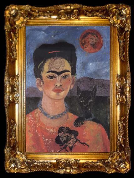 framed  Frida Kahlo Self-Portrait with Diego on My Breast and Maria on My Brow, ta009-2