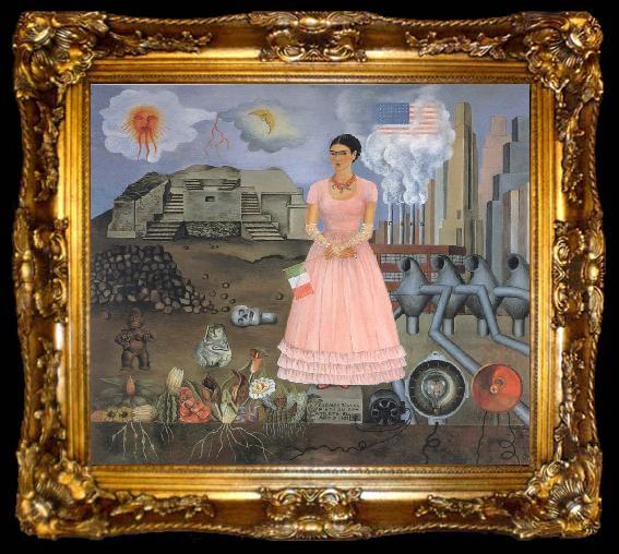 framed  Frida Kahlo Self-Portrait on the Borderline Between Mexico and the United States, ta009-2
